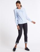 Marks & Spencer Turn-up Mid Rise Relaxed Slim Jeans Dark Indigo Mix