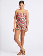 Marks & Spencer Floral Print Bandeau Playsuit Pink Mix