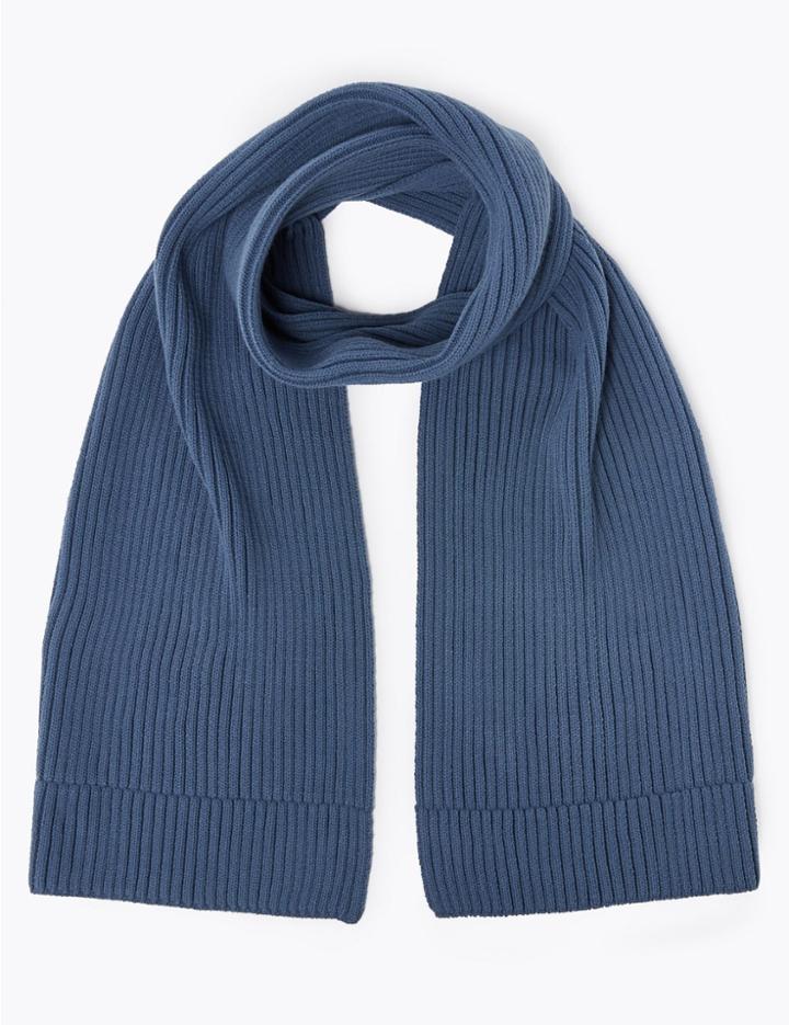 Marks & Spencer Ribbed Scarf Steel Blue