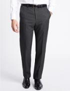 Marks & Spencer Regular Fit Flat Front Trousers Charcoal Mix