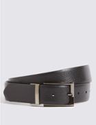 Marks & Spencer Coated Leather Textured Reversible Belt Black/brown