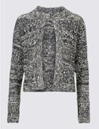 Marks & Spencer Cotton Rich Textured Fringed Cardigan Navy Mix