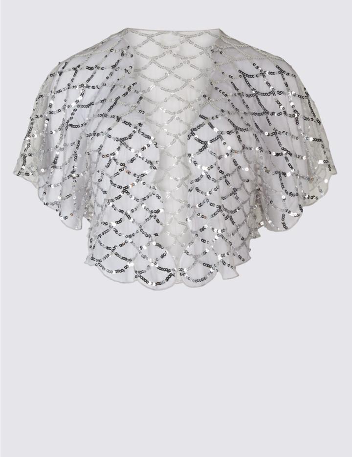 Marks & Spencer Sequin Shrug Wrap Silver