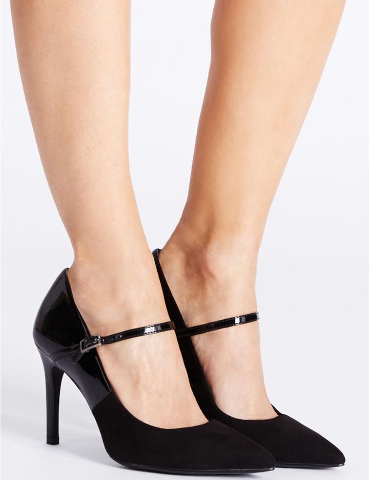 Marks & Spencer Wide Fit Stiletto Court Shoes With Insolia&reg; Black Mix