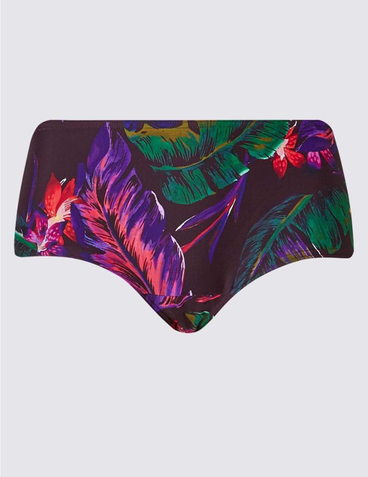 Marks & Spencer Printed Hipster Bikini Bottoms Wine Mix