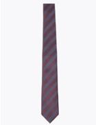 Marks & Spencer Skinny Textured Striped Tie Burgundy Mix