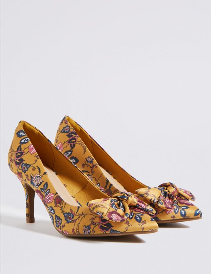 Marks & Spencer Extra Wide Fit Stiletto Heel Court Shoes Ochre