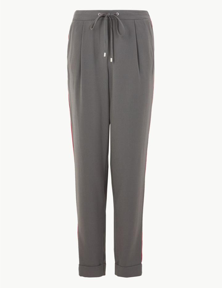 Marks & Spencer Side Stripe Tapered Leg Trousers Grey