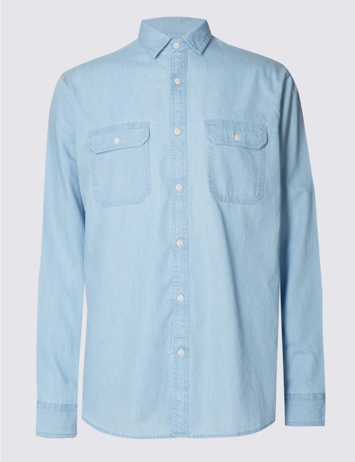 Marks & Spencer Denim Shirt With Pockets Indigo