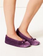 Marks & Spencer Bow Ballerina Slippers Purple