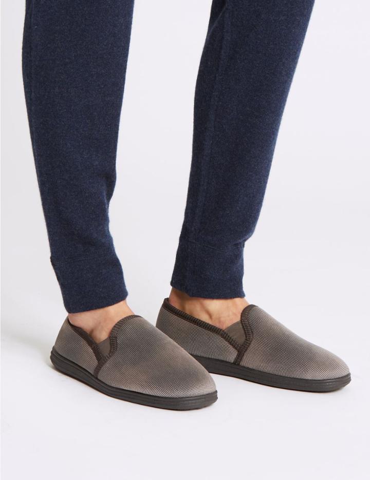 Marks & Spencer Micro Check Slippers With Freshfeet&trade; Khaki Mix