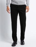 Marks & Spencer Tailored Fit Cotton Rich Corduroy Trousers Black