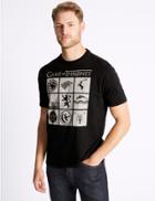 Marks & Spencer Pure Cotton Printed Crew Neck T-shirt Black Mix