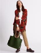 Marks & Spencer Faux Leather Tassel Shopper Bag Green Mix
