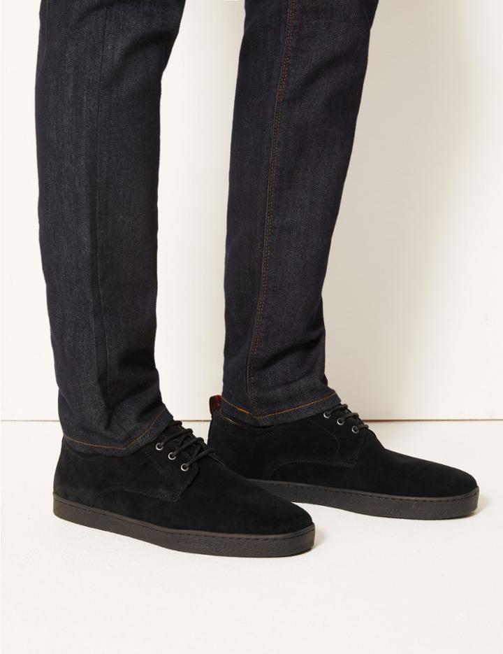 Marks & Spencer Suede Lace-up Pump Shoes Black