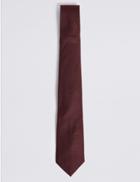 Marks & Spencer Pure Silk Satin Twill Tie Burgundy