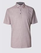 Marks & Spencer Pure Cotton Checked Polo Shirt Red Mix