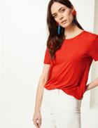 Marks & Spencer Round Neck Short Sleeve Relaxed Fit T-shirt Burnt Orange