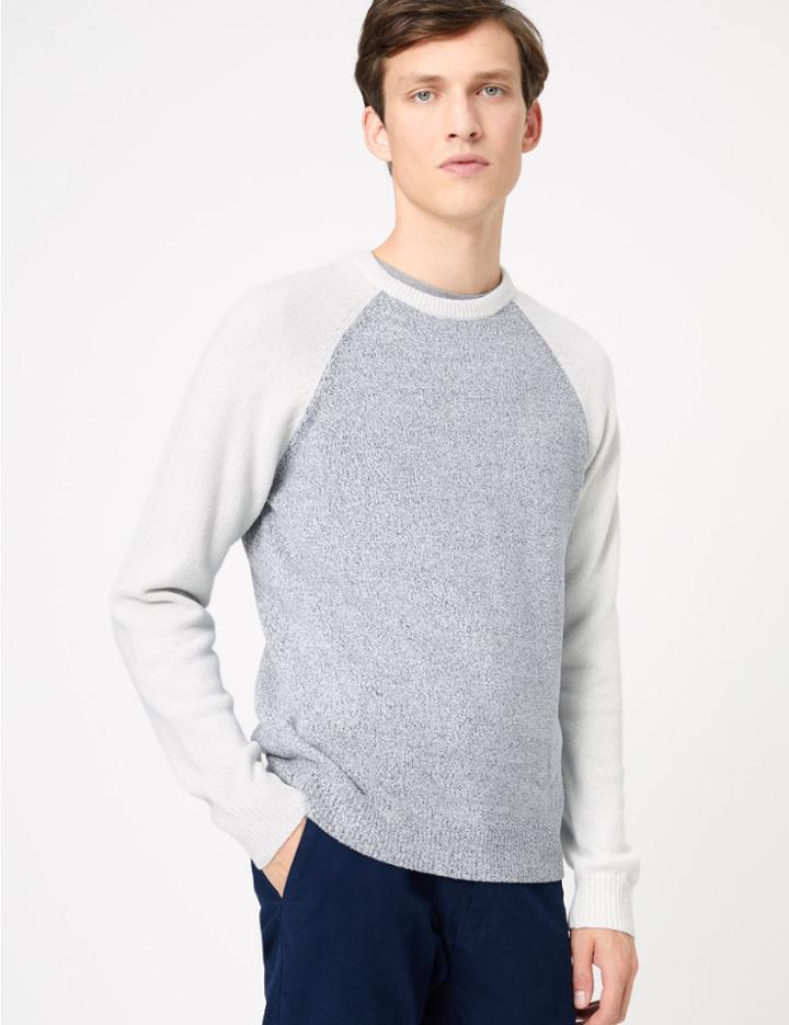 Marks & Spencer Cotton Blend Crew Neck Jumper Grey Mix