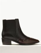 Marks & Spencer Leather Cutout Overlay Ankle Boots Black Mix