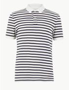 Marks & Spencer Cotton Striped Polo Shirt Winter White
