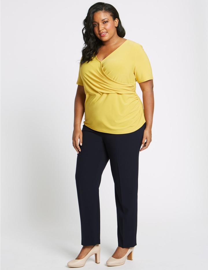 Marks & Spencer Curve Straight Leg Trousers Navy