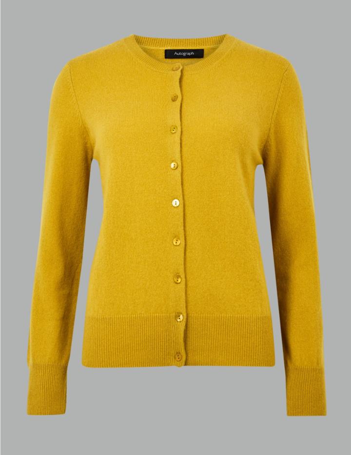 Marks & Spencer Pure Cashmere Button Through Cardigan Honey