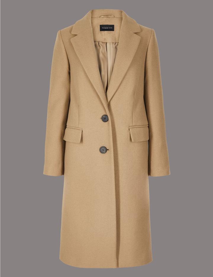 Marks & Spencer Petite Single Breasted Coat With Cashmere Camel