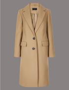 Marks & Spencer Petite Single Breasted Coat With Cashmere Camel