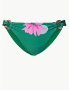 Marks & Spencer Floral Print Hipster Bikini Bottoms Green Mix