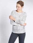 Marks & Spencer Striped Long Sleeve Jersey Top Charcoal Mix