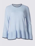 Marks & Spencer Peplum 3/4 Sleeve Jumper Blue