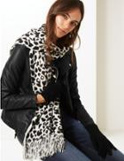 Marks & Spencer Animal Print Scarf & Gloves Set Black/white