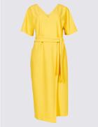 Marks & Spencer Half Sleeve Tie Waist Wrap Dress Yellow