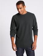 Marks & Spencer Slim Fit Pure Cotton Sweatshirt Dark Navy
