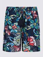 Marks & Spencer Floral Print Casual Shorts Navy Mix