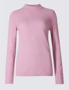 Marks & Spencer Funnel Neck Long Sleeve Jumper Magenta