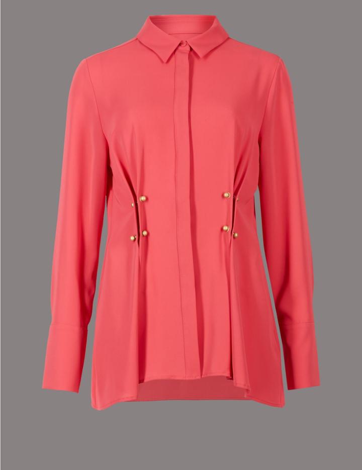 Marks & Spencer Waist Detail Long Sleeve Shirt Watermelon