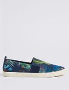 Marks & Spencer Printed Slip-on Pump Shoes Navy Mix