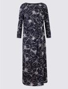 Marks & Spencer Floral Print 3/4 Sleeve Bodycon Dress Navy Mix