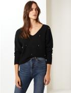 Marks & Spencer Embellished V-neck Jumper Black