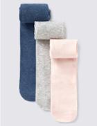Marks & Spencer 3 Pairs Of Cotton Rich Staysoft&trade; Tights (0-24 Months) Denim Mix