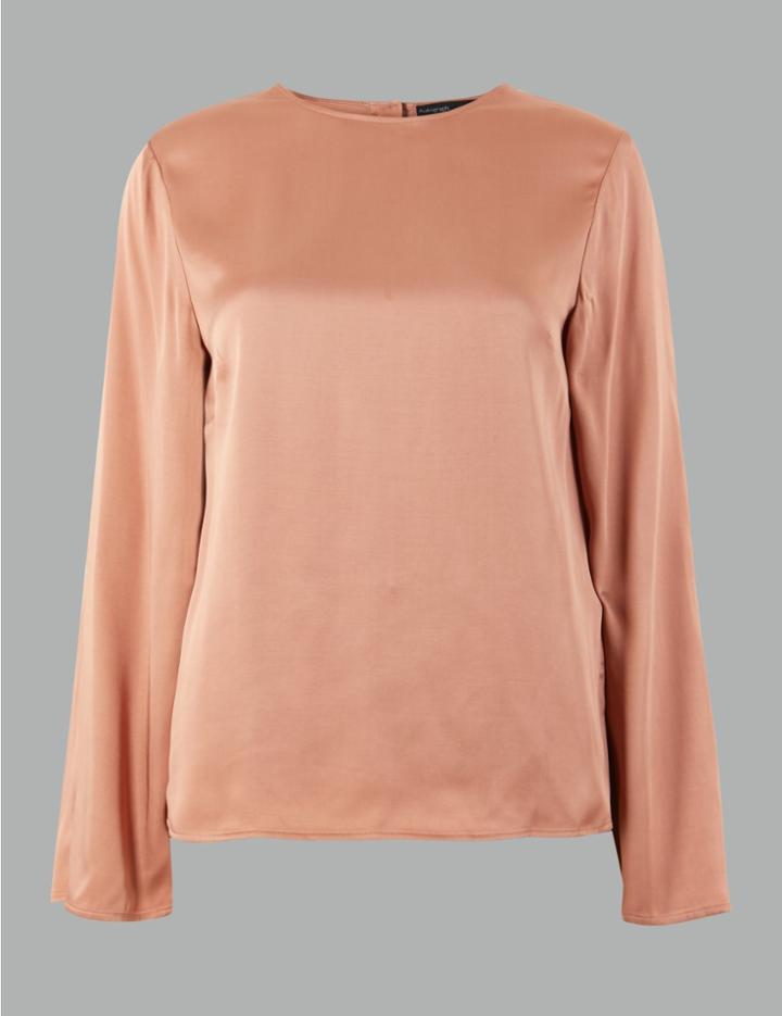 Marks & Spencer Long Sleeve Shell Top Light Terracotta