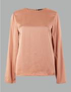 Marks & Spencer Long Sleeve Shell Top Light Terracotta