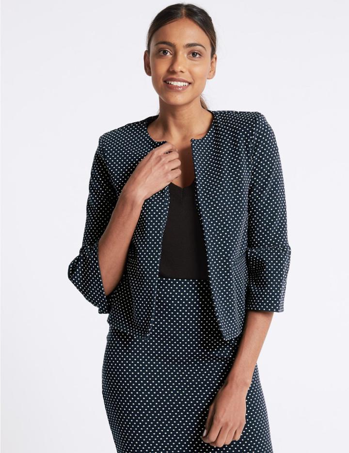 Marks & Spencer Spotted Jersey Blazer Navy