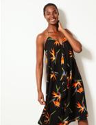 Marks & Spencer Birds Of Paradise Slip Beach Dress Black Mix