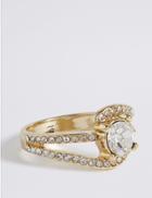 Marks & Spencer Gold Plated Diamant Curved Pave Ring Gold