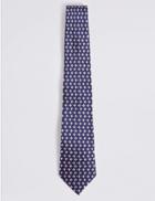 Marks & Spencer Pure Silk Flat Fish Tie Navy Mix