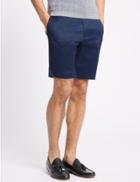 Marks & Spencer Cotton Rich Slim Fit Shorts Navy