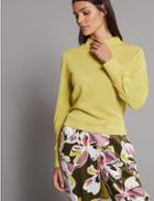 Marks & Spencer Funnel Neck Long Sleeve Tie Waist Jumper Winter Lime